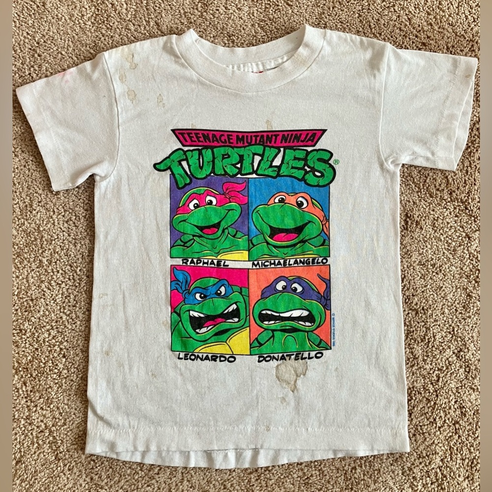 TMNT 1990 Kids Vintage Mirage Faded Distressed Promo Shirt Youth M Turtles